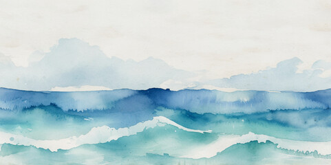 Abstract blue and white water ocean wave and curved line background. Blue wave with liquid fluid ocean texture. Ocean wave banner background.	