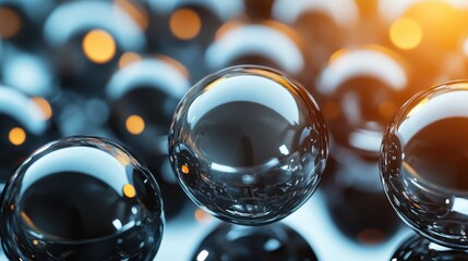 A captivating close-up of glass spheres reflecting light creates an intriguing atmosphere, illustrating the beauty of transparency and abstract forms.