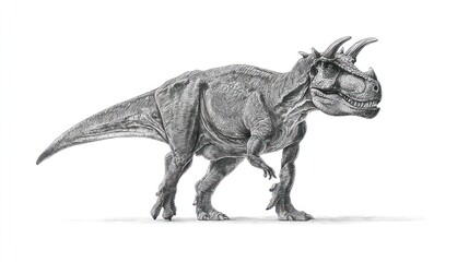 Fototapeta premium Detailed grayscale drawing of a dinosaur