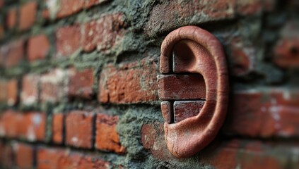 A human ear embedded in a weathered brick wall (1)