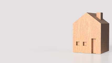 The Wood House on white  Background for property or Building concept 3d Rendering.