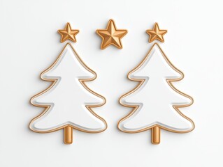 Christmas Tree Icons, Gold Trim