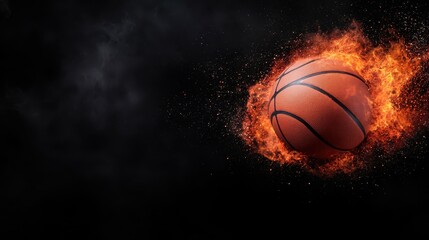 Fototapeta premium An eye-catching image of a basketball engulfed in vibrant flames, symbolizing energy, passion, and the essence of the sport in a visually striking manner.