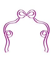 Whimsical half-frame with flowing ribbons and a cute bow, perfect for invitations, headers, journaling, and coquette-style designs in deep purple