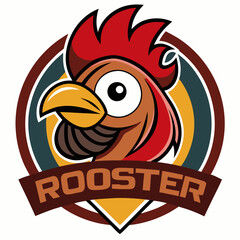 Stylized rooster emblem with bold text and circular design