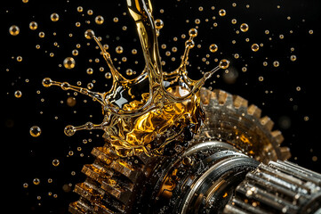 Golden oil splash enhancing industrial gears lubrication