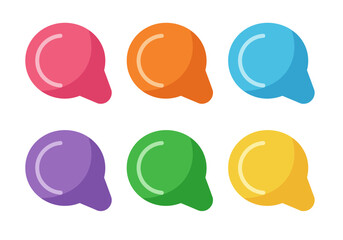 6 colorful rounded shapes like chat bubbles displayed in two rows on a white background