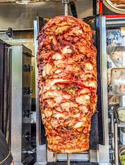 Traditional turkish grilled meat street shawarma