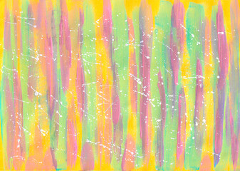 Textura pintada, salpicada, pinturas acrílicas tonos rosa, blanco, verde, amarillo