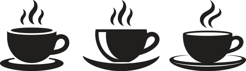 Coffee Cups Icons Set. Hot Beverage, Mug, Takeaway, Caf Vector Illustration 