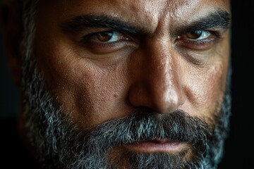 Obraz premium Intense Gaze of a Mature Man with Grey Beard