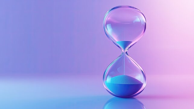Hourglass with Time, Purple, and Background.