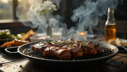 Fototapeta premium barbecue, photo of barbecue that has been served with good colors and lighting