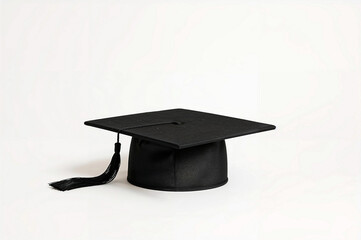 Graduation cap elegantly placed on neutral surface
