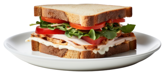 PNG Turkey sandwich bread lunch plate.
