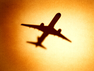 Silhouette of commercial airplane.