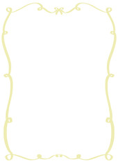 Simple rectangle frame with delicate ribbon loops and a tiny bow on top, perfect for invitations, journals, or feminine designs in light yellow