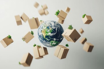 Earth surrounded by cardboard boxes (1)
