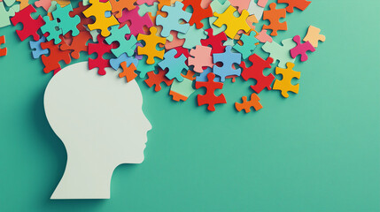 brain with puzzles, autism, memory loss, dementia and alzheimer's alertness, world mental health day concept 