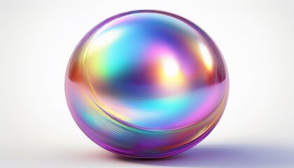 shiny holographic sphere isolated on white background