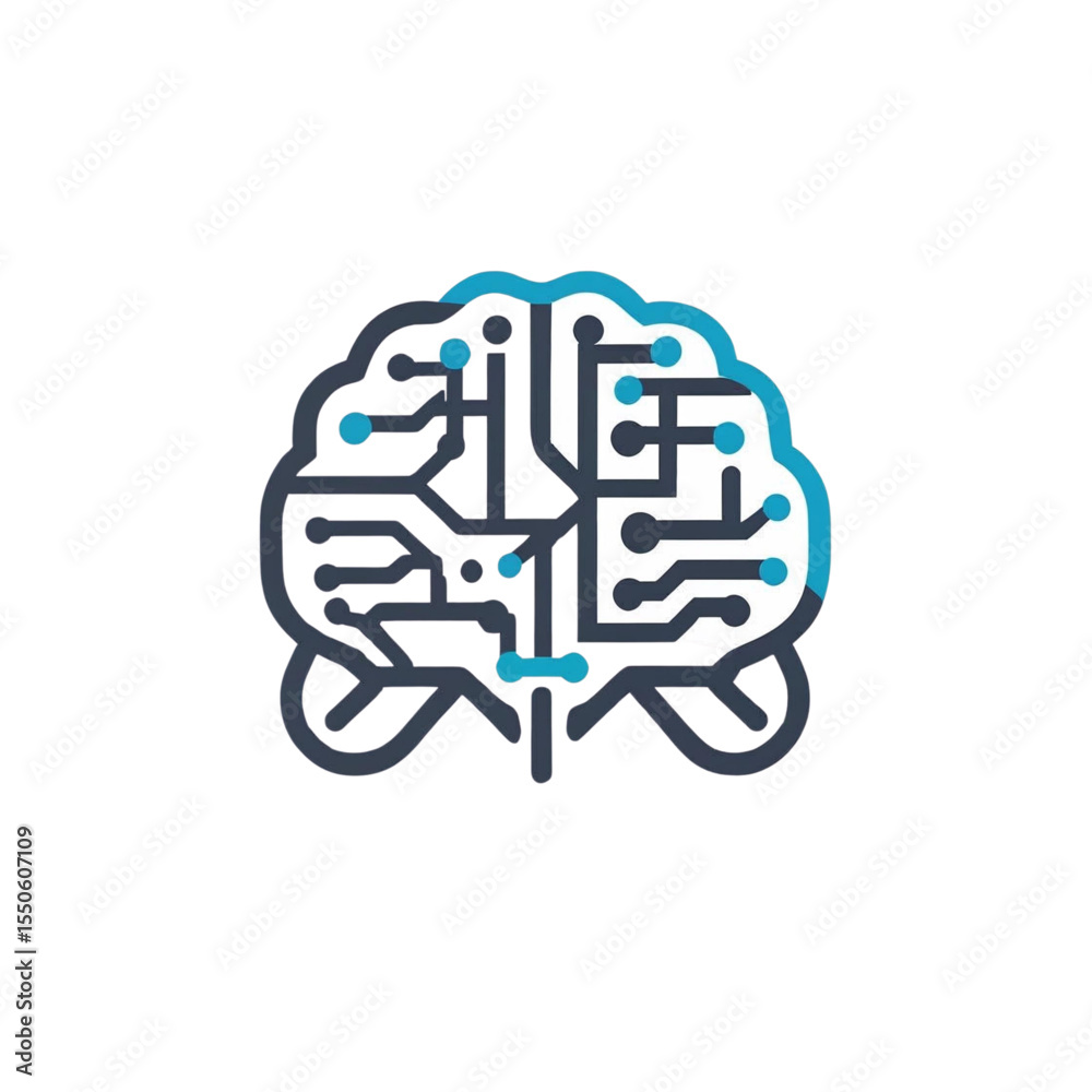 Poster artificial intelligence brain concept for ai machine learning and future technology design vector