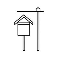 bus stop directional arrow shown beside shelter icon Vector illustration