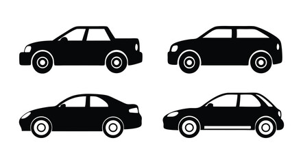 Car Vector Silhouette Set for Vehicle Design Projects