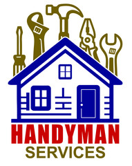 A house with a hammer and other tools on it