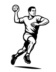 A man is playing handball with a ball.