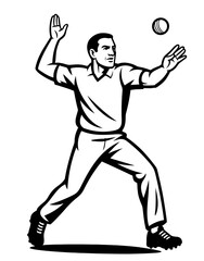 A man is throwing a cricket ball