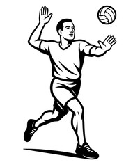 A man is playing volleyball and is about to hit the ball