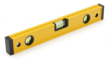 Yellow spirit level on white background