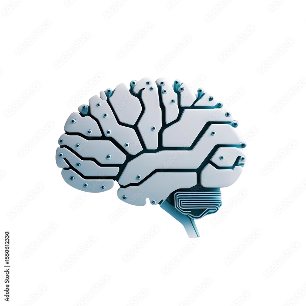 Poster artificial intelligence brain concept technology mind machine learning neural network design 3d rend