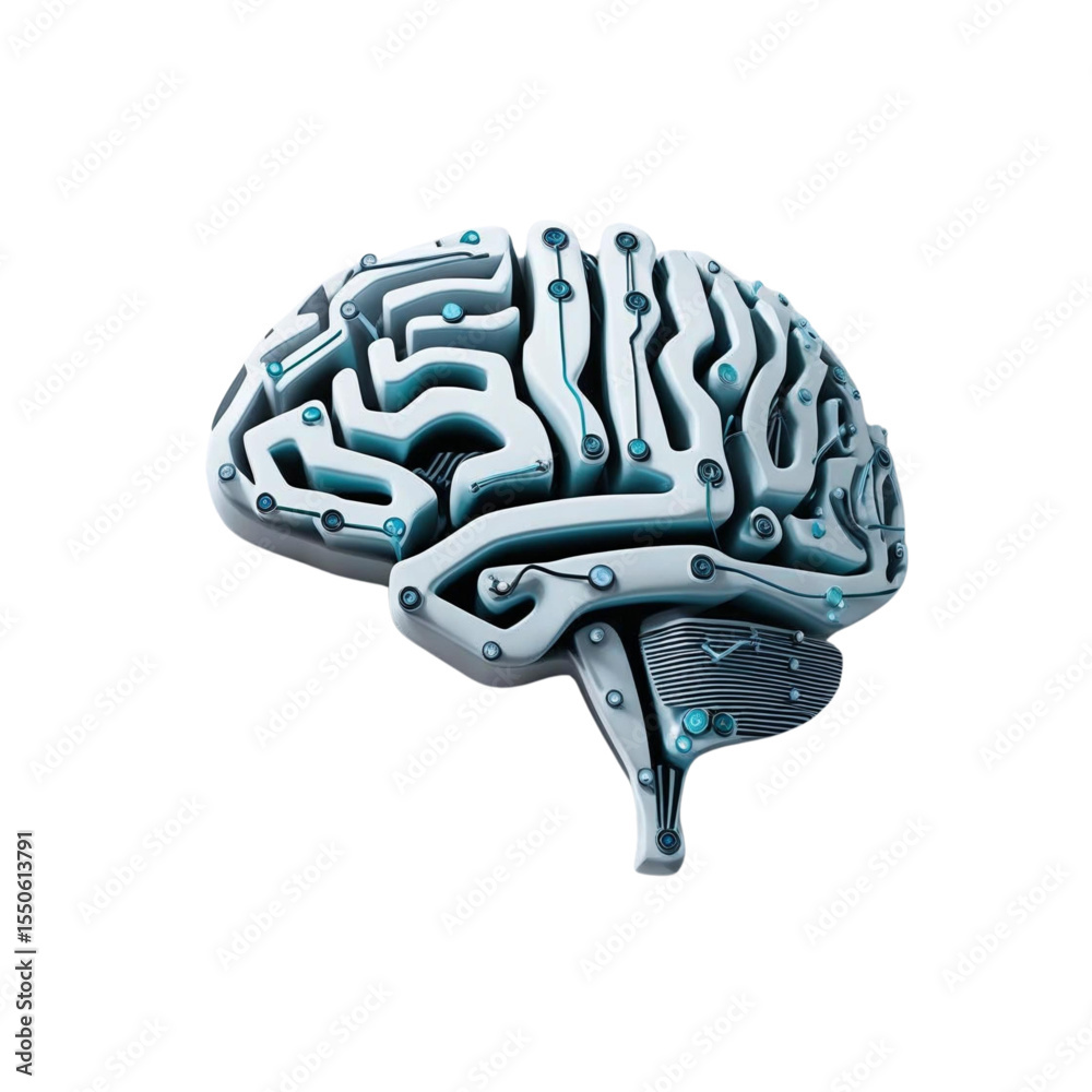 Poster artificial intelligence brain concept with circuit board and neural network connections design illus