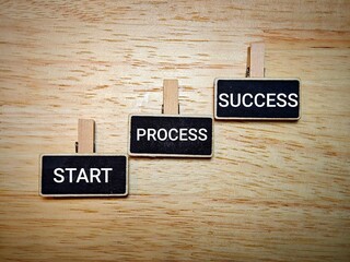 business concept on wooden background. we are all start from zero to process and lastly success