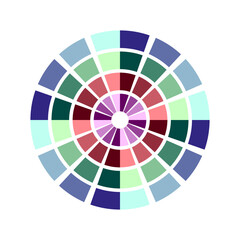 Circular chart diagram. Colorful pie segments. Vector data visualization. Statistical wheel pattern.