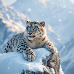 Fototapeta premium snow leopard in the snow