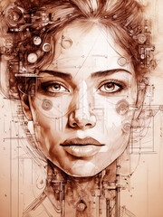 woman robotic face