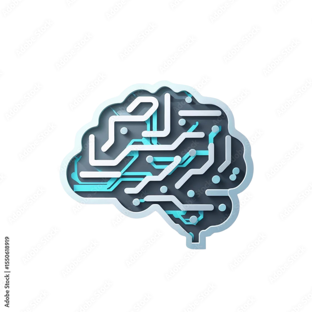Poster artificial intelligence brain technology digital circuit board neural network concept design vector 