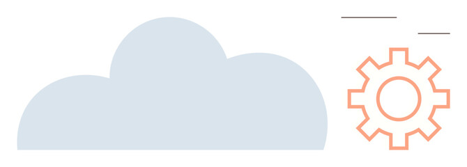 Abstract cloud and gear elements suggesting data storage, network management, and optimization. Ideal for technology, digital transformation, cloud services, IT solutions, innovation, automation