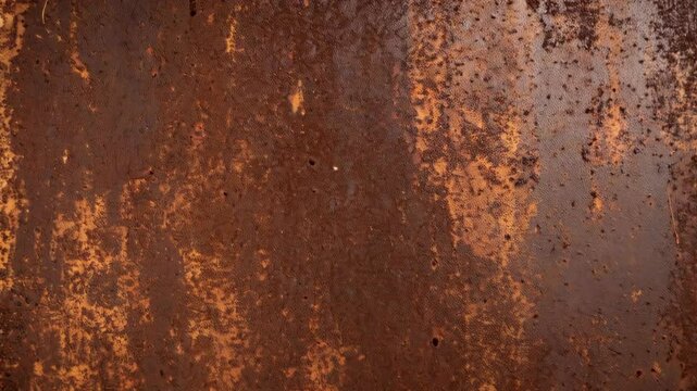 Close-up of a heavily rusted and mottled metal surface showcasing abstract textures, pitting, corroded sections, and aged patina