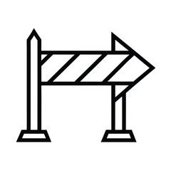 temporary detour left arrow positioned behind barricades Vector illustration