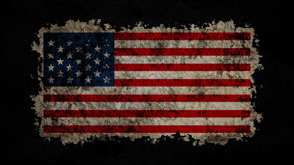 Grunge style american flag on dark background