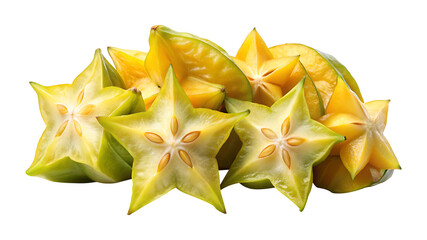 Fototapeta premium Pile of freshly cut carambola star fruit with a vibrant color