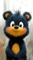 Fototapeta premium Adorable Bear Cub Illustration for Children's Room Decor