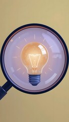 Minimal Lightbulb with Magnifier for Innovation Concept