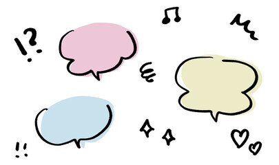 手書きの吹き出しと漫符のあしらいセット