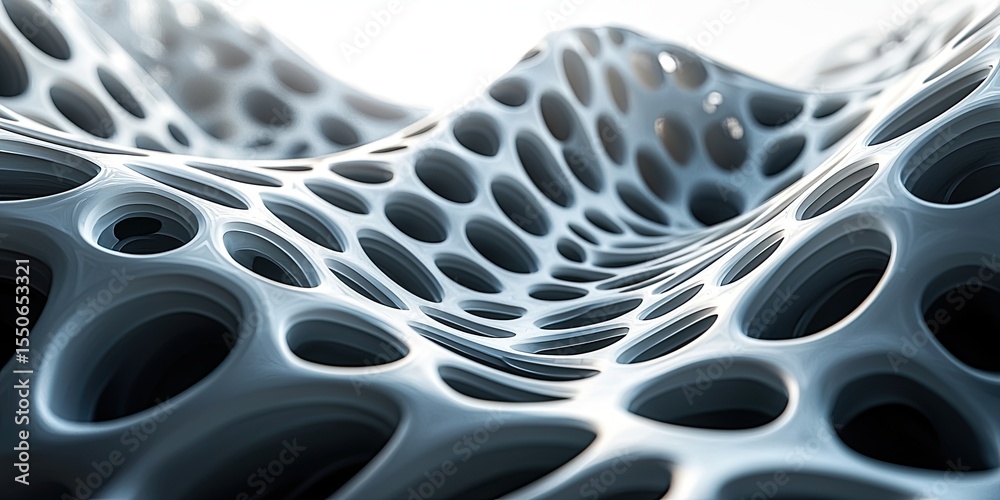 Aufkleber An abstract scene where 3D geometric patterns emerge from the canvas, creating an illusion of floating shapes and interlocking forms that interact with light and shadow t