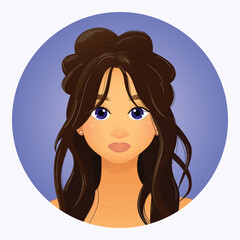 Brunette Woman with Blue Eyes – Vector Illustration. EPS