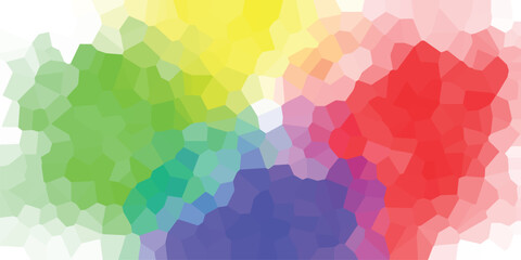 Abstract geometric mosaic of a colorful spectrum displaying gradient blends with textured backgrounds and vivid hues for creative design elements